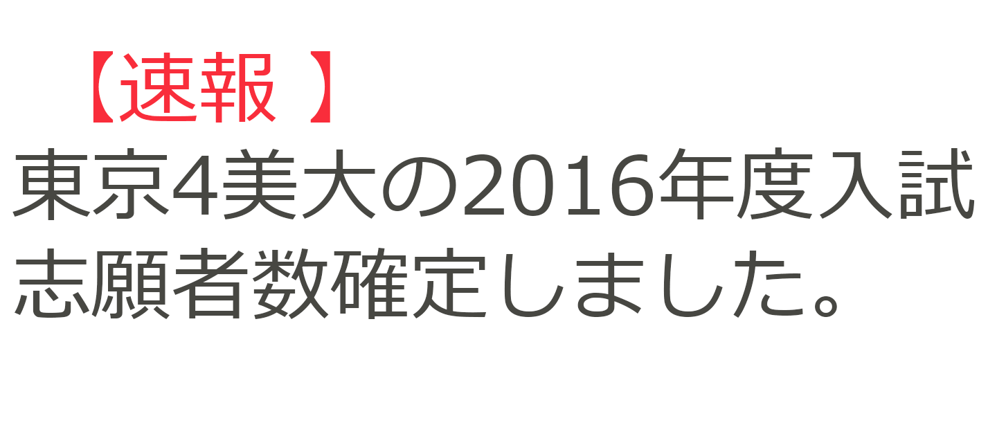 エンブレムの影響は 東京4美大16年度入試の志願者数確定しました